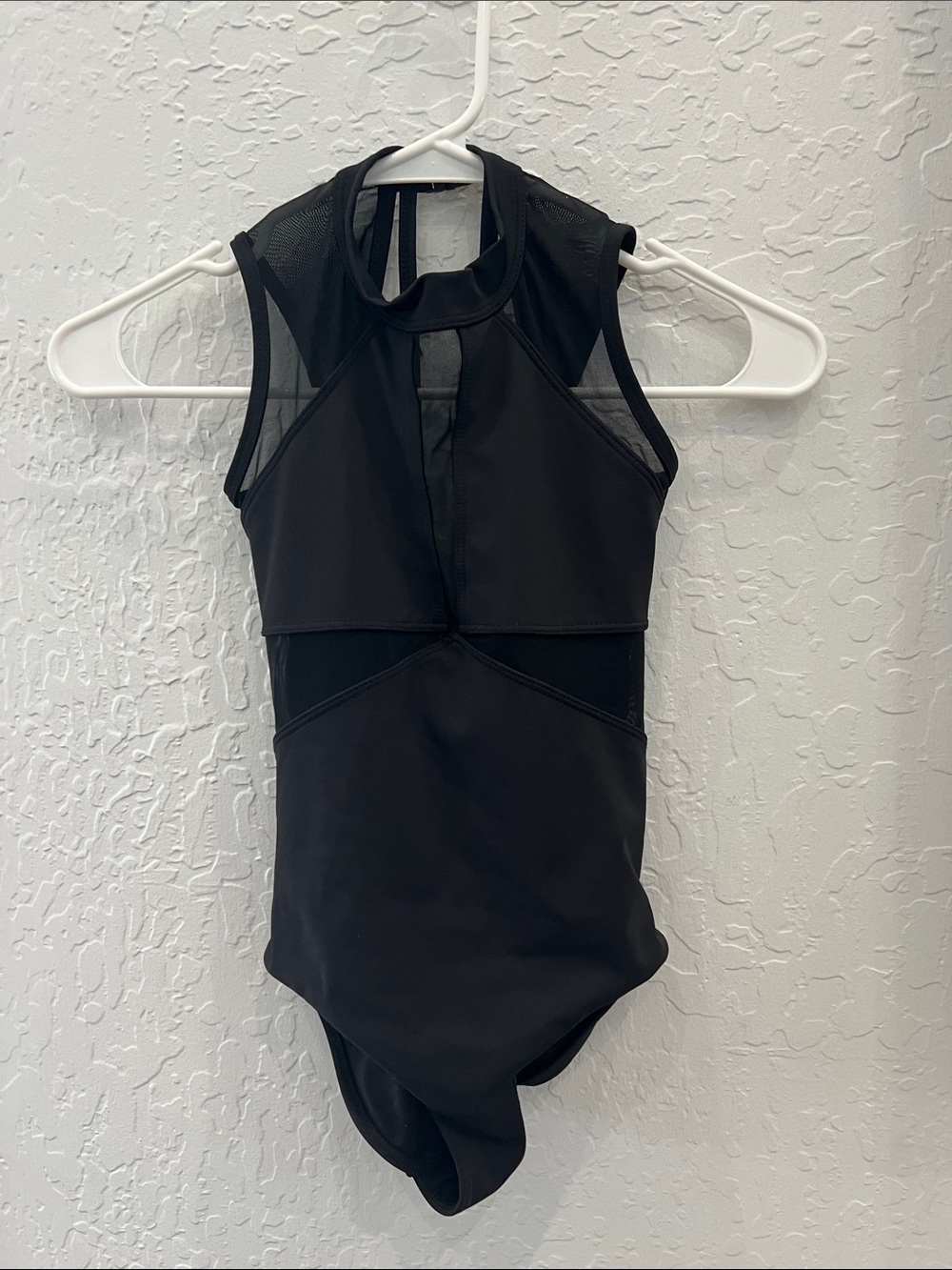 Youth XLarge by 5 Dancewear,  Black Mesh Panel High Neck Leotard
